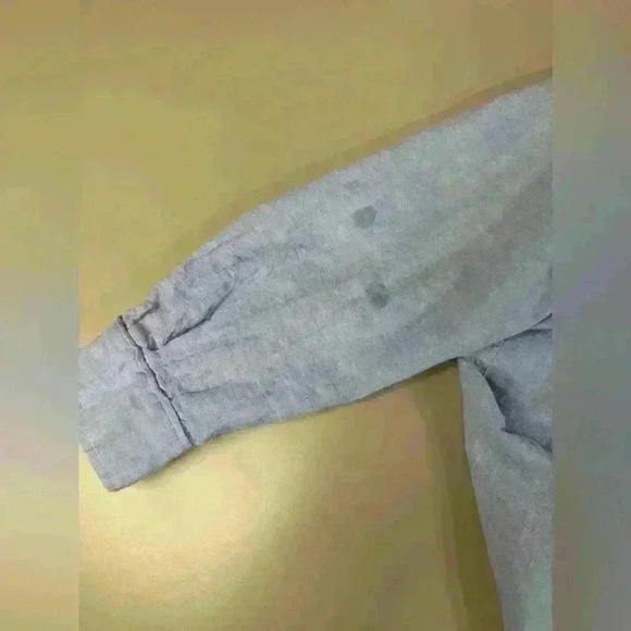 H&M Men’s Linen Blend Blue Button up Long sleeve Size Large - Picture 9 of 11